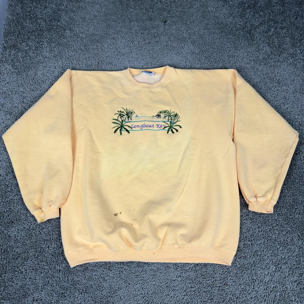 Vintage Longboat Key Sweatshirt Mens XL Yellow Canyon Gear Made USA 90s